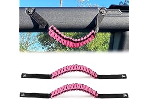 RERPRO Roll Bar Grab Handles for 2021 2022 2023 2024 2025 Ford Bronco 2 Door 4 Door Accessories Paracord Grip Handle, No Embroidery, 2 Pack Pink