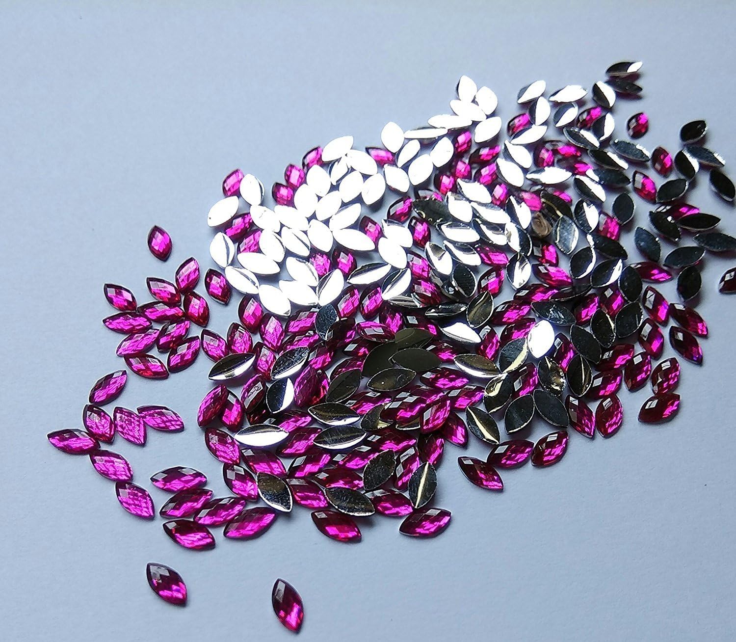 Sriheart 250 High Quality Resin Flat back Horse Eye Rhinestones 8mm*4mm (Magenta)