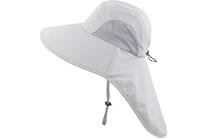 Muryobao Kids Girls Boys Sun Hat Wide Brim UPF50+ Mesh Hats with Neck Flap