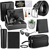Skylety 12 Pcs Gift Basket for Men Valentines Birthday Gift Set 16 oz Tumblers Wallet Toiletry Bag Notebook Belt Best Ever Dad Present for Him Father Husband Anniversary Christmas(Cute Boy)