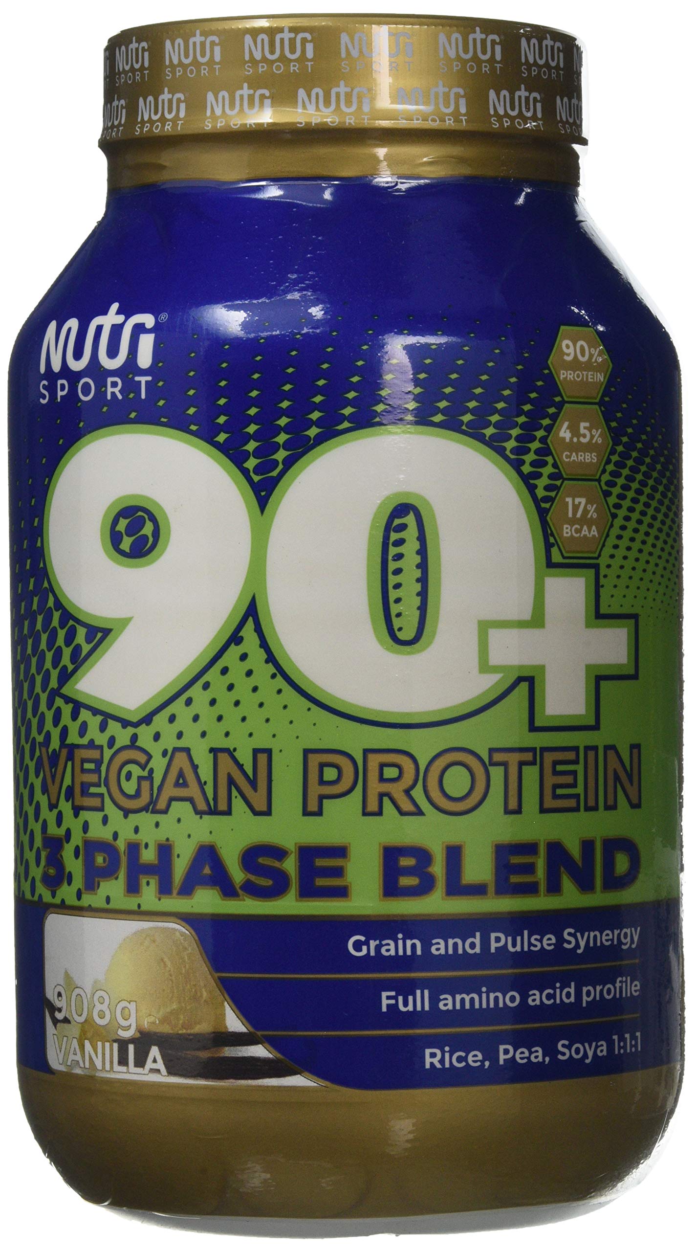Nutrisport Aspartame Free 90 Plus Vegan Vanilla Protein Powder, 908 g