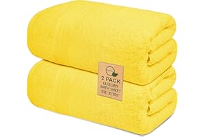 SOFTOLLE 100% Cotton Luxury Bath Sheets - Pack of 2 (35" x 70") | Super Soft, Quick-Dry & Highly Absorbent Towels for Bathroom, Home, Spa & Gym (Yellow)