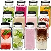 Accguan Vintage Water Bottles with Lids,8oz Reusable Glass Drinking bottles for Juicing,Hot Sauce,Kombucha,Ginger Jar,Potion,Oil,Milk Bottles,Whiskey,Portable Travel Bottle,Smoothies Bottles(12pack)