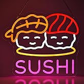 JOMOBUTY Sushi Neon Sign for Wall Decor Led Neon Lights for Business Light Up Sign 15" x 12.6" USB Powered for Home Bar Kitchen Japanese Restaurant Supermarkets Decoration