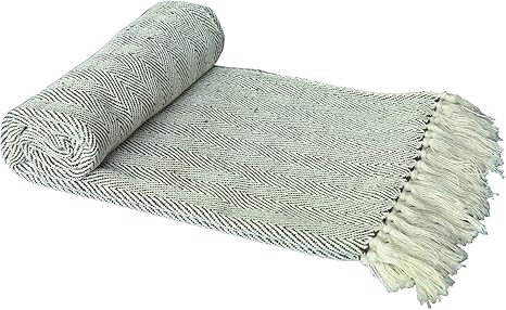 Amazon Com Chevron Farmhouse Throw Blanket Country Blankets With Fringes Rustic Cotton Throws For Chair Couch And Sofa Dark Brown 50 X 60 Inches Kitchen Dining