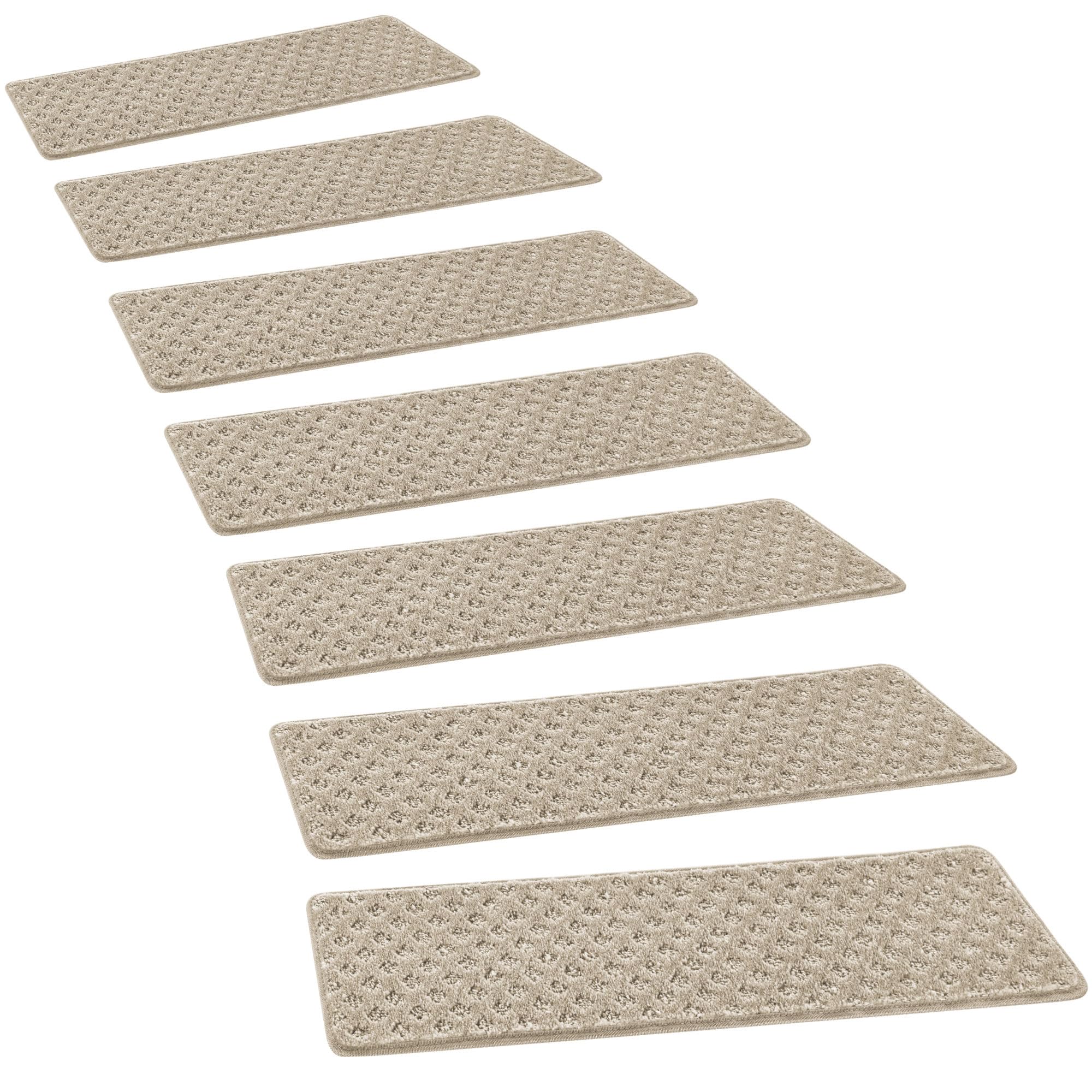 Photo 1 of ***2 PIECES ONLY***PURE ERA Carpet Stair Treads Tape Free Non-Slip Indoor Stair Carpet Stair Protectors Pet-Friendly Non-Slip Skid Resistant Washable Reusable 8" x 30"(2 Pieces, Cream Gray Mini-Diamond Trellis)