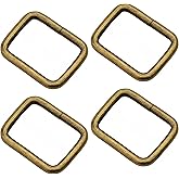 CRAFTMEMORE Metal Rectangle Buckle Ring Fits 5/8" 3/4" 1" Strap Heavy Duty Rectangular Cord for Bag Belt Loop Purse Making (1" x 20 pcs, Antique Brass)