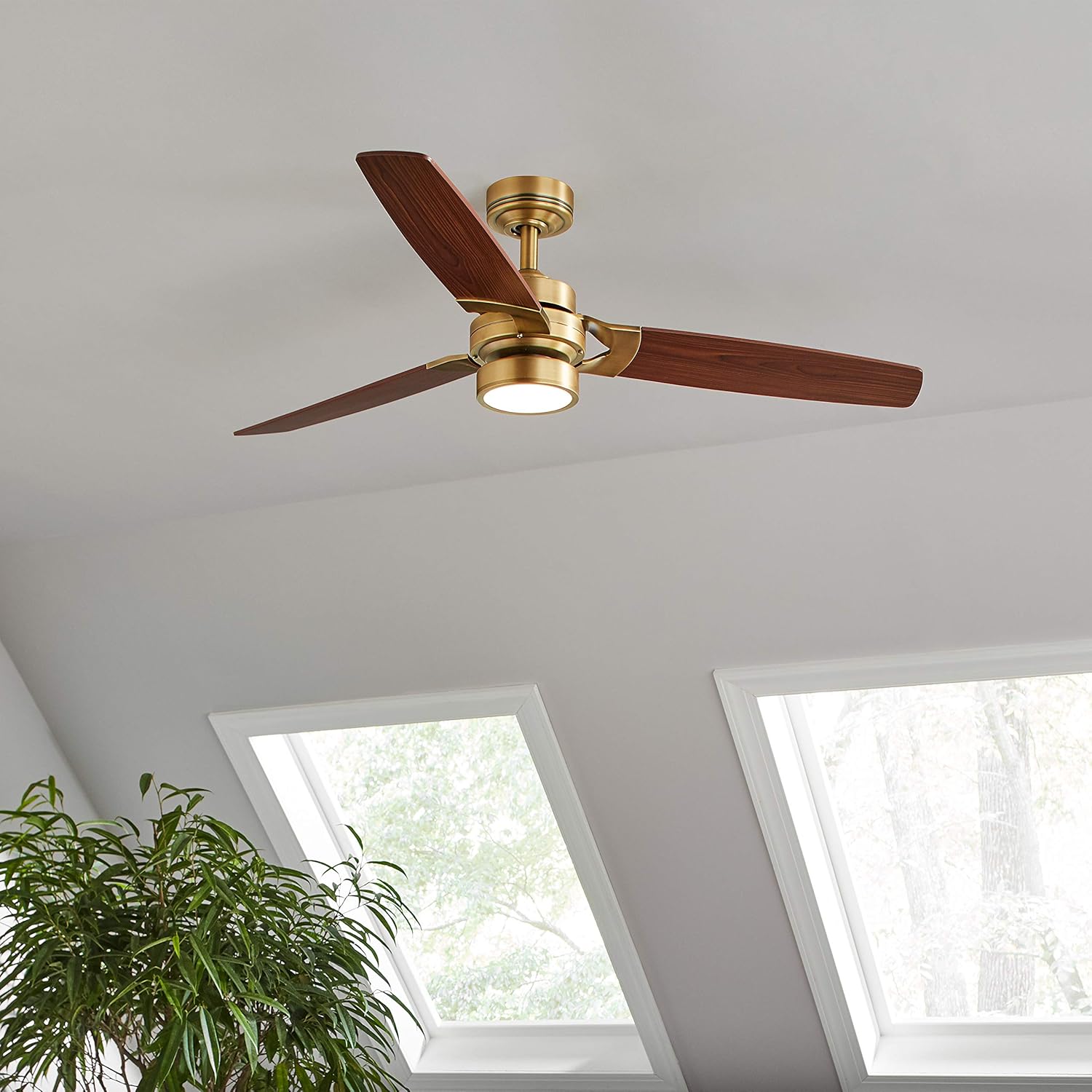 Rivet Modern Remote Control AC Motor Ceiling Flush Mount Fan With 18W