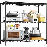 DurayLoly 3-Tier Metal Shelving 468LBS, Adjustable Storage Shelves, Kitchen | 36.4"Wx14"Dx35.6"H, Heavy-duty carbon steel, 1" adjustable height, Rustproof, For garage pantry, 5-min tool-free assembly