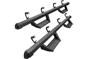 SMANOW Drop Running Boards Compatible with 2007-2018 Chevy Silverado 1500/Sierra 1500 2500HD 3500HD Crew Cab (Excl. Diesel Model), Dual-Stage Textured Black Powder Coated Step Bars Drop Step Style.