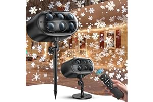 KOXUIUF Christmas Projector Lights Outdoor - 2025 Upgrade Falling Vivid Snowflake 6 Bigger LED Waterproof & Adjustable Christmas Snowflake Projector Lights Indoor for Xmas Christmas Party