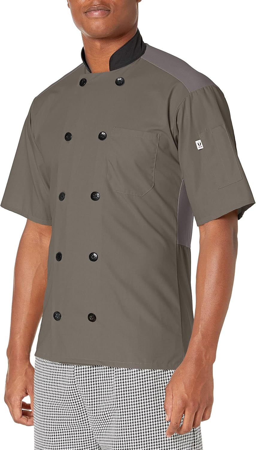 Uncommon Threads Women's Havana Chef Coat Ss Mesh Blk TRM: Clothing