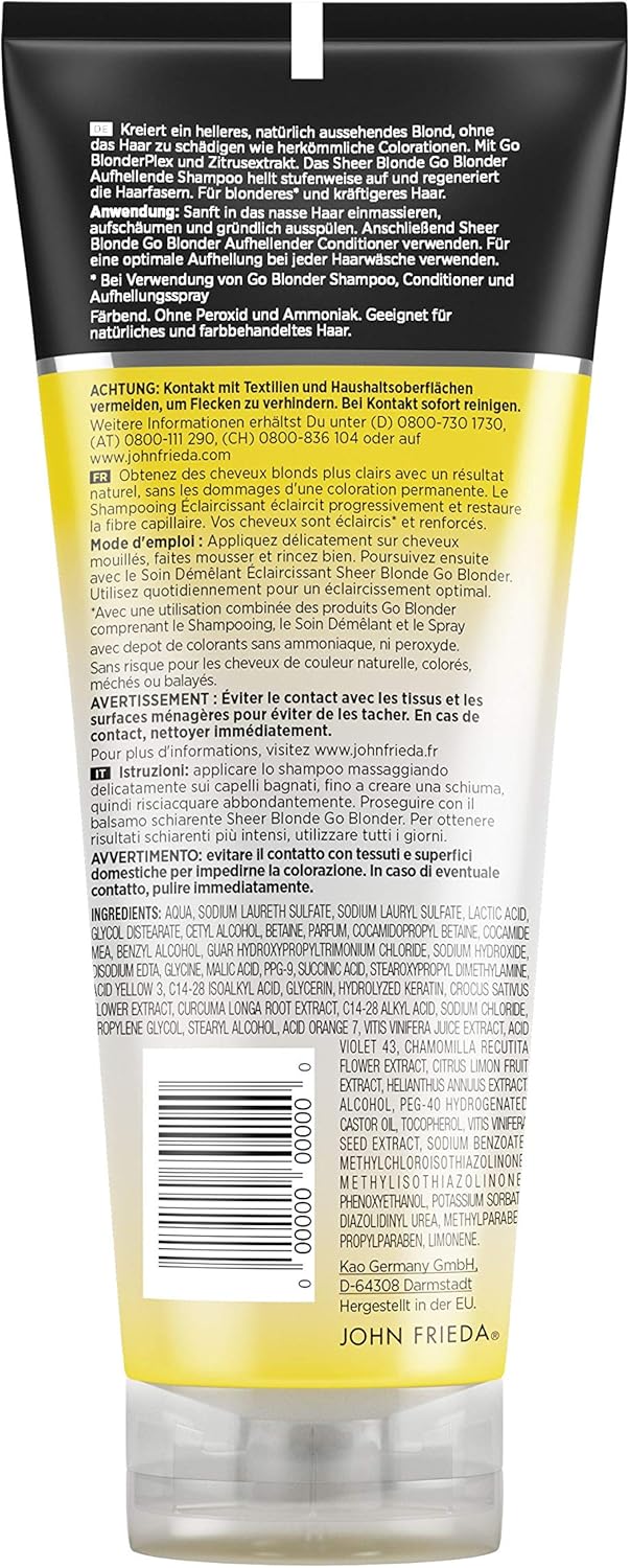 John Frieda Sheer Blonde Go Blonder Shampoo, 250 ml, Pack of 1, 250 ml (Pack of 1) - Image 3