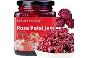 LWWTYKSPL Rose Syrup Jam, Gourmet Rose Petal Jam (12.35oz) - Made with Real Petals for Cooking, Baking, and Flavoring Premium Floral Fruit Spread, Sweet Preserve