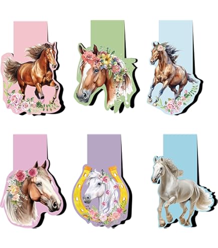 Horse Theme Bookmark Clips - Set Of 2 Clip-over-Page Bookmarks For Readers