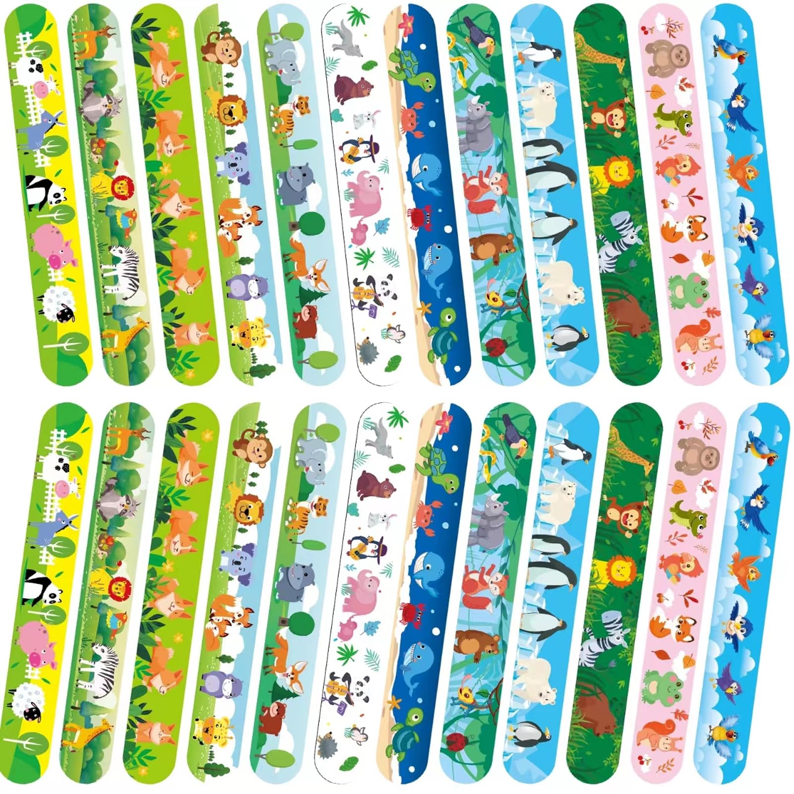 ZADEICK Animal Slap Bands 30PCS, Slap Bracelets with Colorful Pattern, Party Bag Fillers for Kids Gift Birthday Party Favours
