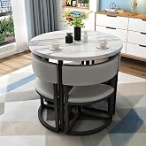 CVGfko Space Saving Round Dining Table Set for 4 Low Profile Table &amp; Chairs for Living Room Kitchen Conference Room &amp; Reception - Compact &amp; Stylish Design,A11