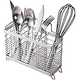 KESOL Stainless Steel Utensil Holder, Silverware Holder with 3 Compartments | Utensil Drying Rack, Rust-Resistant Utensil organizer, Silverware Drying Basket, Kitchen Utensil holder Countertop Organizer