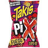 Takis Fuego Pix Crunchy Corn Puff Snack, 2.875oz Bag | New Snack, No Artifical Colors Added, Extremely Spicy, Individual Bags, Portable Snack Size