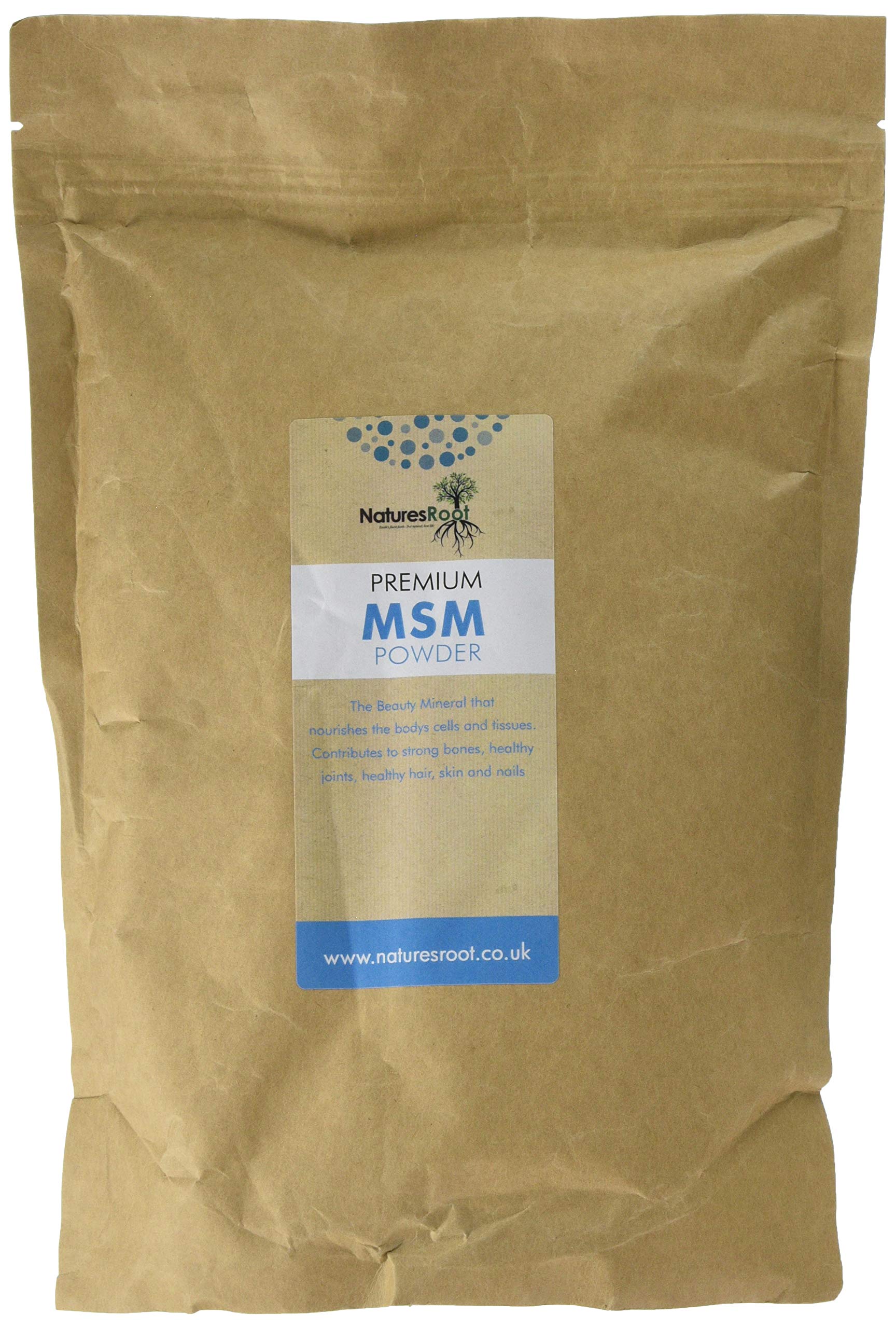 Nature’s Root MSM Powder 1kg – Premium Plant-Based Sulphur – Pure Methylsulfonylmethane – No Additives – for Hair Skin Nails & Joints