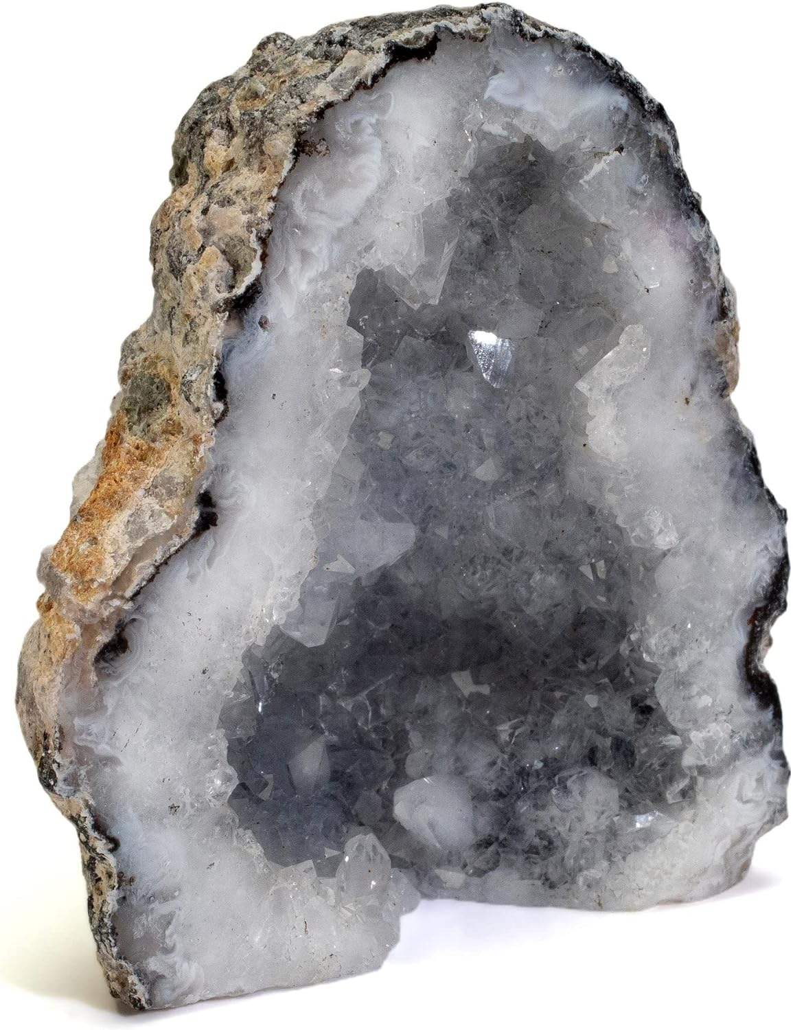 Indoor Fountains & Accessories - KALIFANO Quartz Cutbase Standing Geode - High Energy Crystal Cuarzo Cluster/Druzy with Information Card - Natural Reiki Rock Used for Clarity and Purpose (Family Owned and Operated)