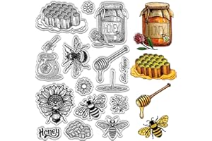 CRASPIRE Bees Clear Stamps Honey Jar Reusable Postmark Vintage Transparent Silicone Stamp Seals for Journaling Card Making De