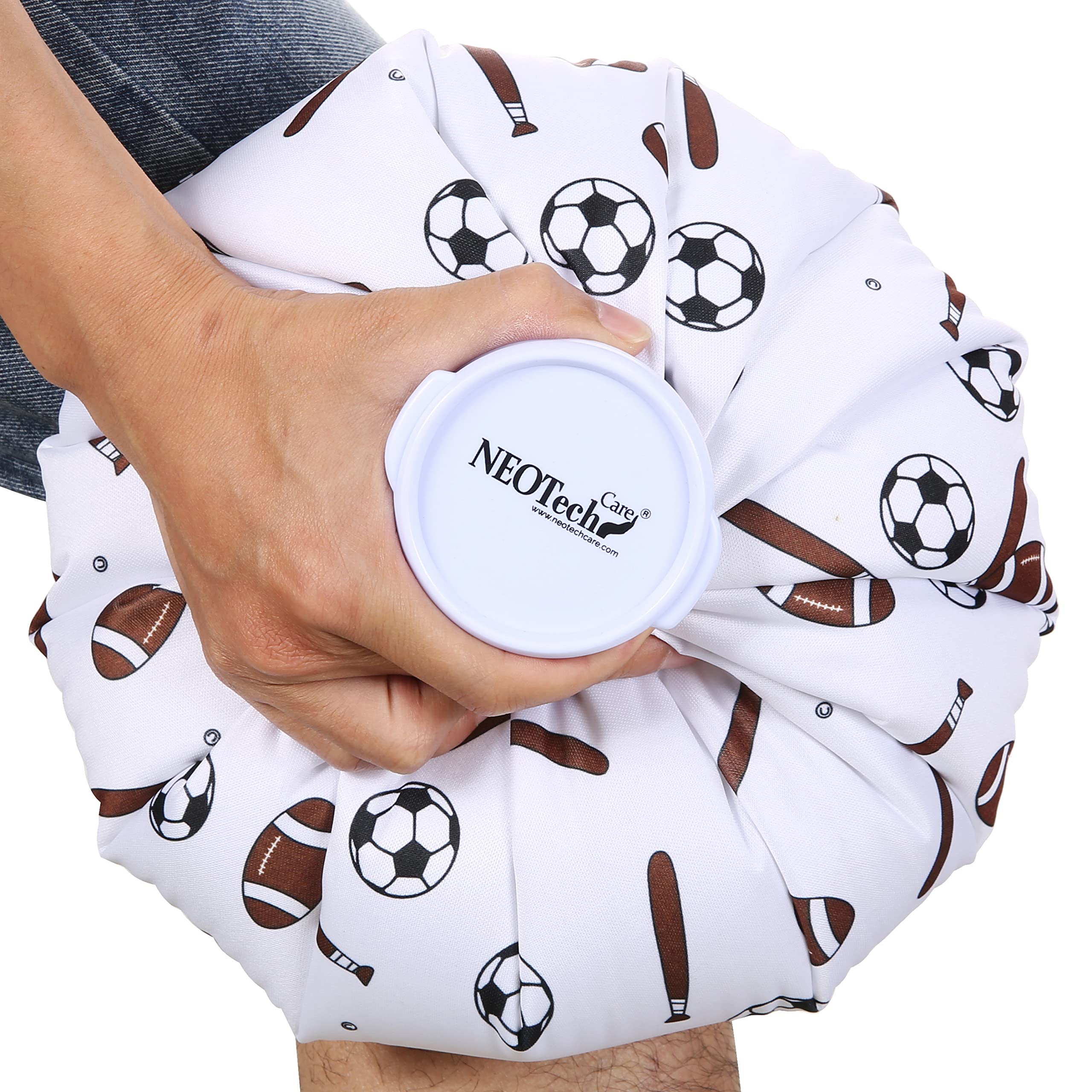 Neotech Care Ice Bag for Injuries, Swelling, Headache, Pain Relief, First Aid - Cold Pack Screw Top Lid - Reusable, Refillable & Waterproof Pouch/Bladder (28cm, Sports Design)