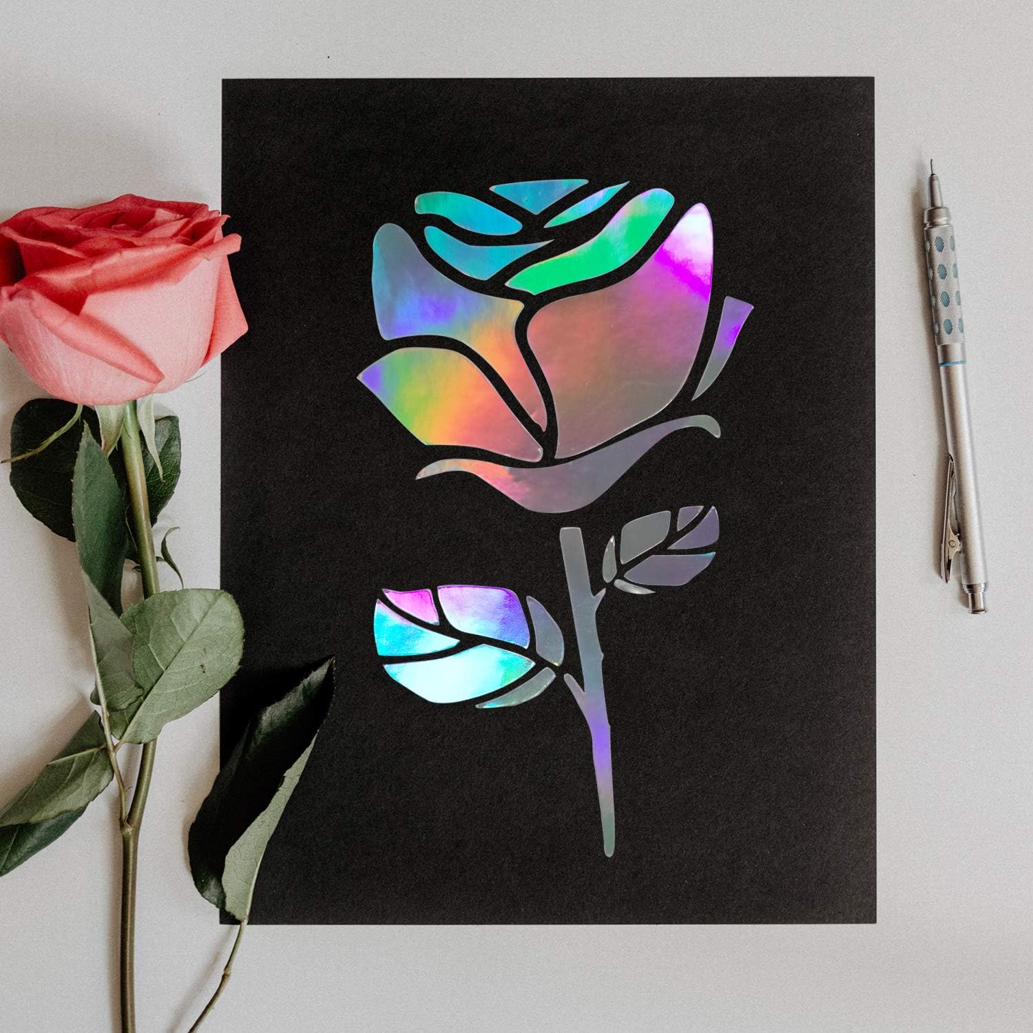 Holographic Glossy Rainbow Permanent Adhesive Craft Vinyl for curicut,Cameo,for DIY Tumblers,Rainbow Vinyl: Kitchen & Dining