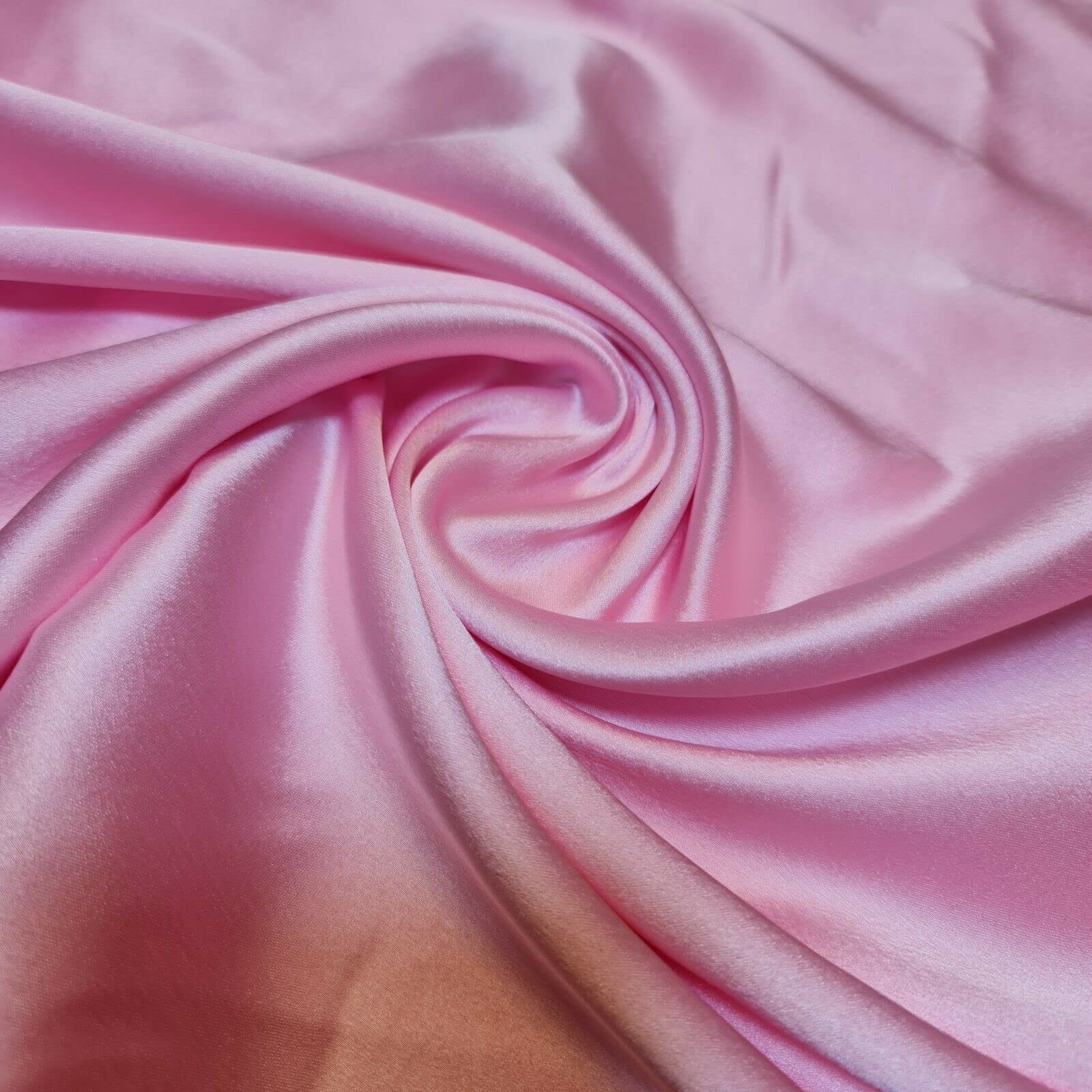 Glossy Charmeuse Silk Satin Bridal Dress Polyester Lining Craft Fabric 44" Meter (2 Meter, Pink)