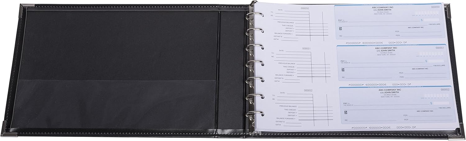 Premium 3UP 7 Ring Business Check Binder w/Zip Pouch (Black) : Office Products