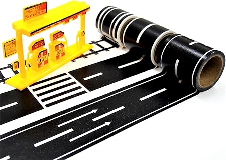 Amazon ぴぴっと 貼って遊べる 道路テープ ミニカー遊び シール マスキングテープ 道路 線路 3種セット 模型 給油所付き 白or黄 タウン ジオラマ おもちゃ Amazon ぴぴっと 貼って遊べる 道路テープ ミニカー遊び シール マスキングテープ 道路 線路 3種セット 模型 給油所付き 白or黄 タウン ジオラマ おもちゃ