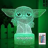 Star Wars 3D Night Light:Baby Yoda LED Lamp with Remote Control and Smart Touch, LED Desk Lamp Yoda Star Wars Lamp for Room Decor Boys Girls Birthday Christmas Festivals Gifts