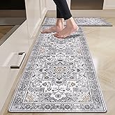 HEBE Anti Fatigue Kitchen Rug Sets 2 Piece Non Slip Kitchen Mats for Floor Cushioned Kitchen Rugs and Mats Waterproof Comfort Standing Mat Runner for Kitchen,Home Office,Sink,Laundry