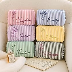 Ajiangwu Personalized Seersucker Makeup Bag with