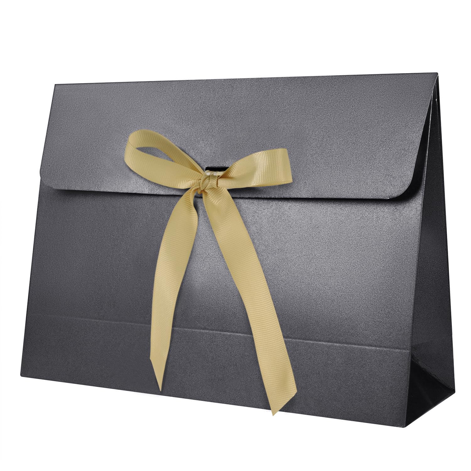 10Pcs Large Envelope Gift Box Present Bag, Cardboard Gift Box 29 * 20 * 9 cm with Lid & Satin Decorative Ribbon, Textured Christmas Birthday Present Boxes for Dress, Shirt, Scarf, Book, Accessories