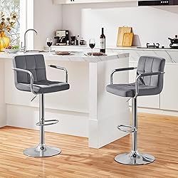 Yaheetech Velvet Bar Stools Set of 4, Adjustable