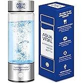 Aqua Vital Hydrogen Water Bottle 2026 Generator 16 oz SPE PEM Ionized H2 | USB-C Rechargeable Glass Hydration Flask with Auto Shut-Off, Portable Sports &amp; Travel Hydrogenated Water Machine, 470 ml