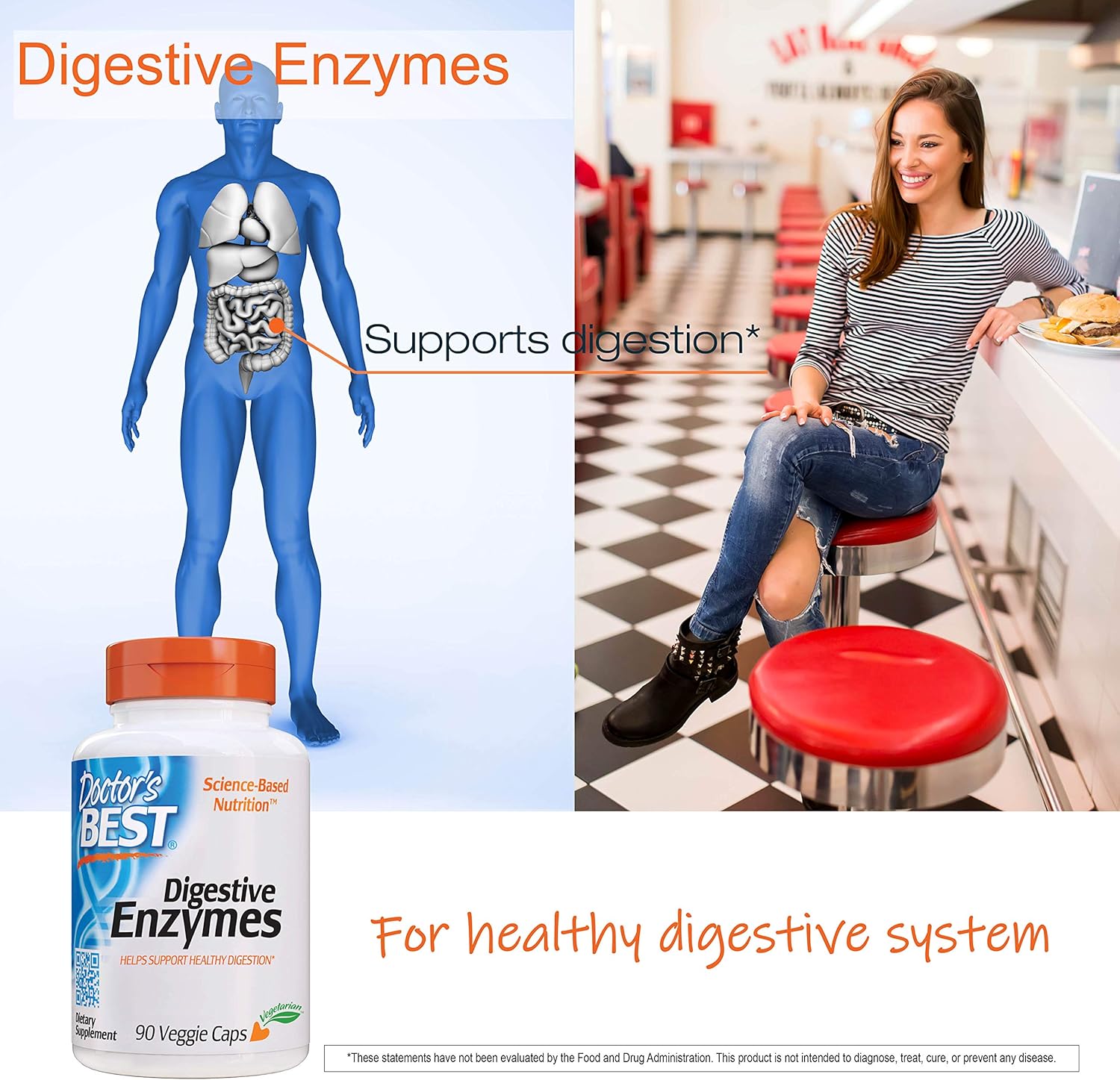 Doctor's Best Digestive Enzymes, Non-GMO, Vegetarian, Gluten Free, 90 Veggie Caps: Health & Personal Care