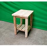 White Cedar Log Sofa End Table