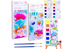 JUNQIU US JUNQIU Paint with Water Books for Kids Ages 4-8, Watercolor Painting Coloring Books for Toddlers, Magic Paint Set for Kids, Art Craft Set for Drawing with Brush(2 Pack)