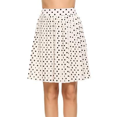 Zeagoo Womens Vintage High Waist A-line Pleated Midi Swing Skirts Knee Length