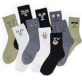 Meloday 10 PACK Crazy Funny Emotion Crew Socks Soft Cotton - 10 different fun designs and color per pack