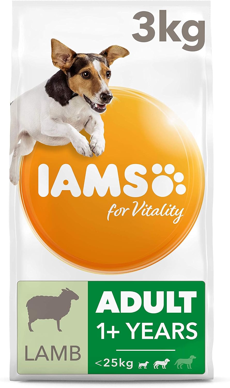 IAMS Adult Small Medium Dry Dog Food Lamb 3kg, Bronze, 3 kg (Pack of 1)
