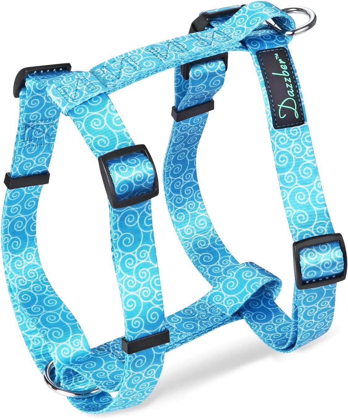 Dazzber Dog Harness No Pull, Large, Sky Blue, Soft Adjustable Pet Friction-Free Vest for Dogs Easy Control