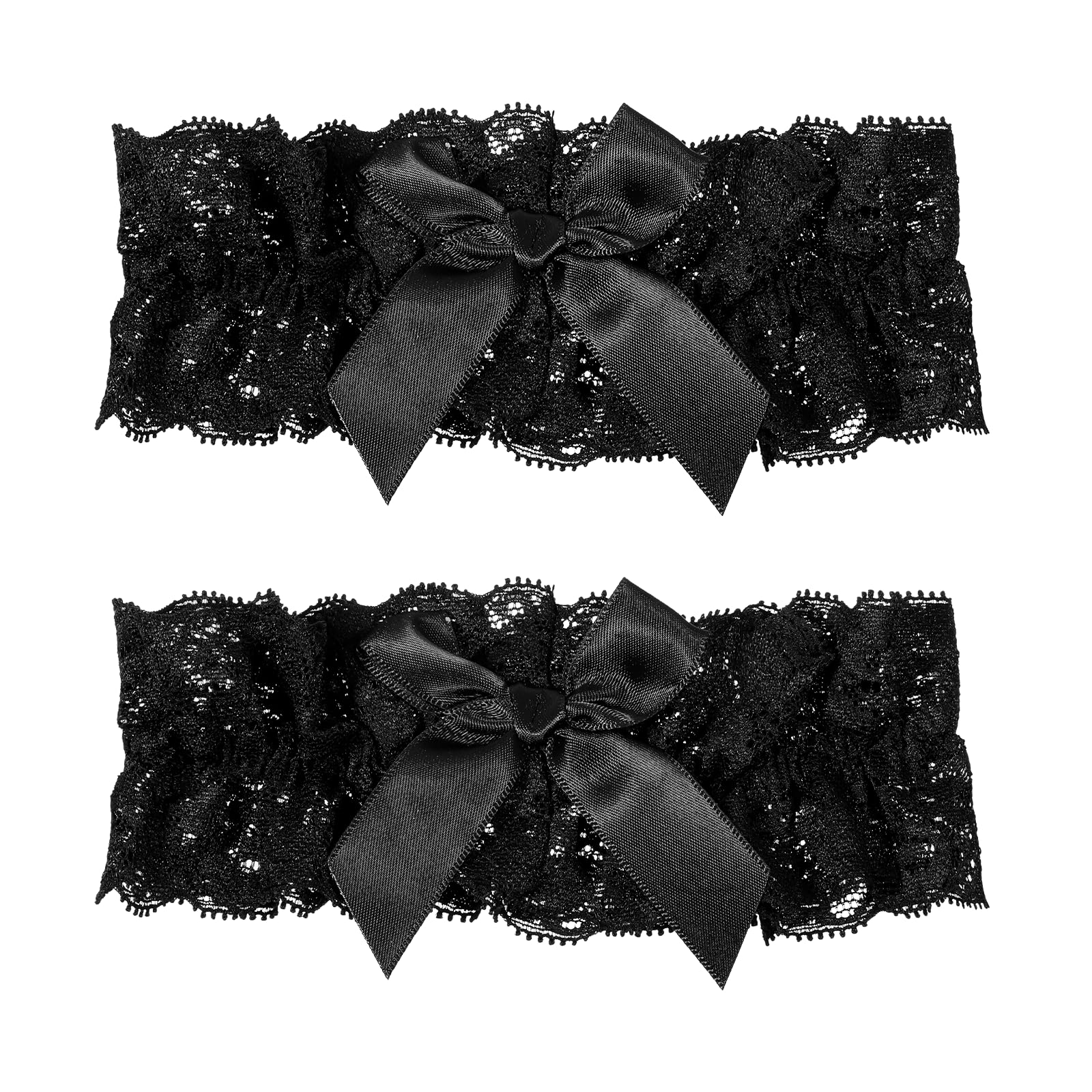 View 1 of 2 PCS Wedding Garter, Wedding Garter Lace Women Garters Belts, Party Prom Leg Garters Belt, Ribbon Bowknot Bridal Lace Belt, Black Bowknot Elastic Leg Ring for Women
