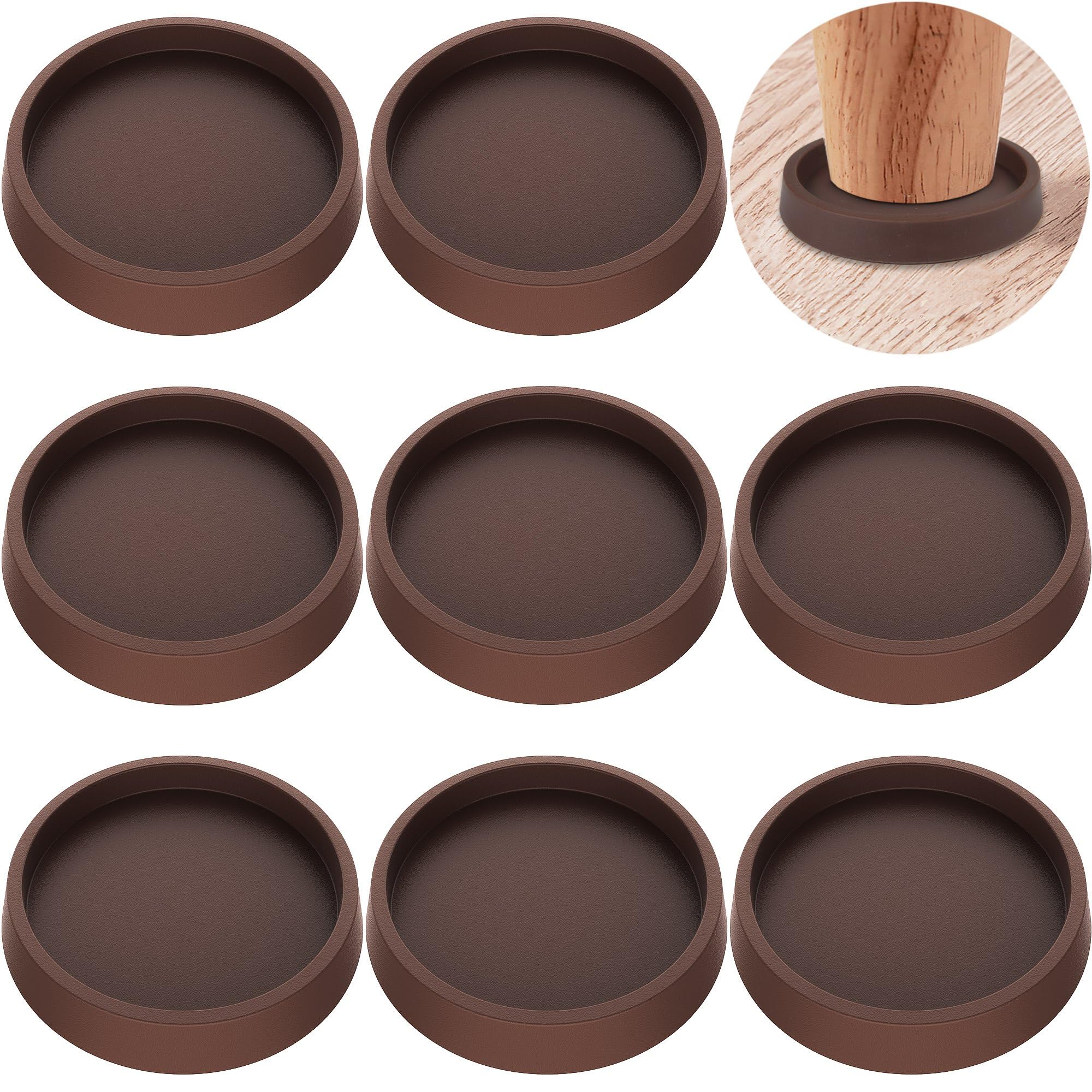 Photo 1 of Furniture Coasters Pads,8 Pcs Rubber Non Slip Hardwood Floor Protectors for Furniture (2.5 inch, 8 Pack Brown)