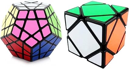 Mayatras Combo of 2 - Shengshou Megaminx Black/White Speed Cube & Magic Puzzle Cube Square Tuning Spring Skewb Toy