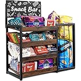 Poyilooo Candy Display Rack, 4 Tier Snack Display for Countertop,Wooden Counter Snack Organizer Frame Basket, Potato Chip Display Retail Display Shelf for Office, Store, Counter, Kitchen