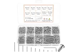 QOOSIKICC 1110 Pcs M2 Screws Kit, M2 Machine Screws and Nuts and Washers Set, Assorted Stainless Steel Button Head Socket Cap Screws Nuts and Bolts Assortment Kit, Metric Screw Assortment, Fully Threaded