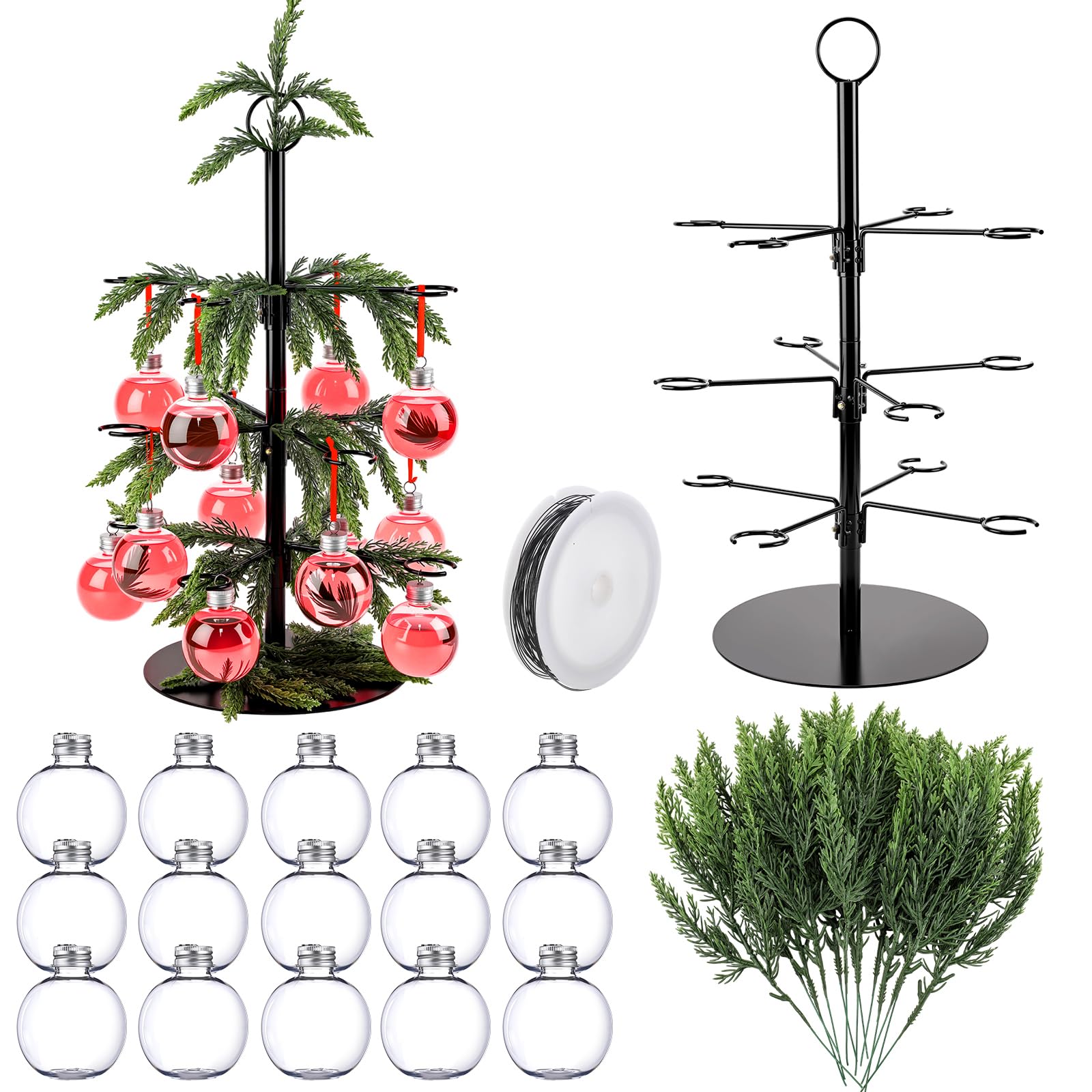 Photo 1 of Ferrochef 37 Pcs Christmas Cocktail Tree Stand for Drinks Champagne Tower Glass Holder with Plastic Drink Balls and Cypress Leaf Decorations, 3 Tier 12 Stands Bar Home Beverage Display for Xmas Party
